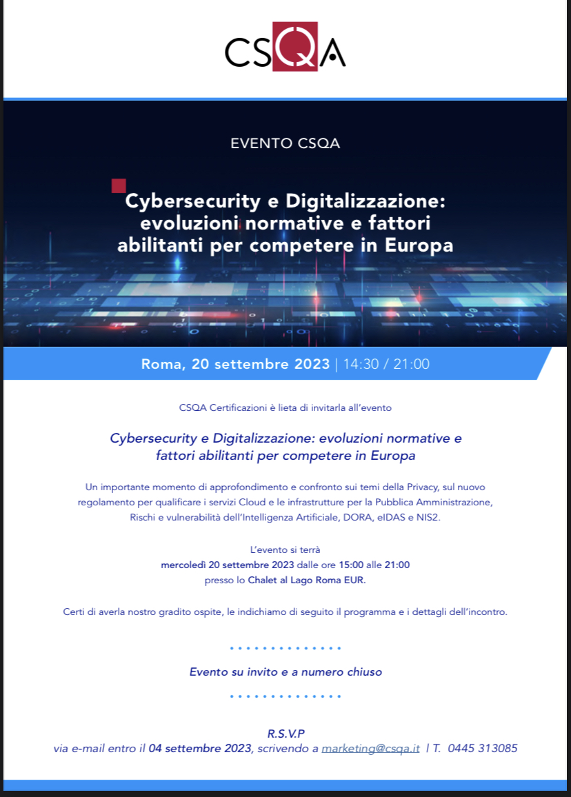 “Cybersecurity e Digitalizzazione: evoluzioni normative e fattori abilitanti per competere in Europa”